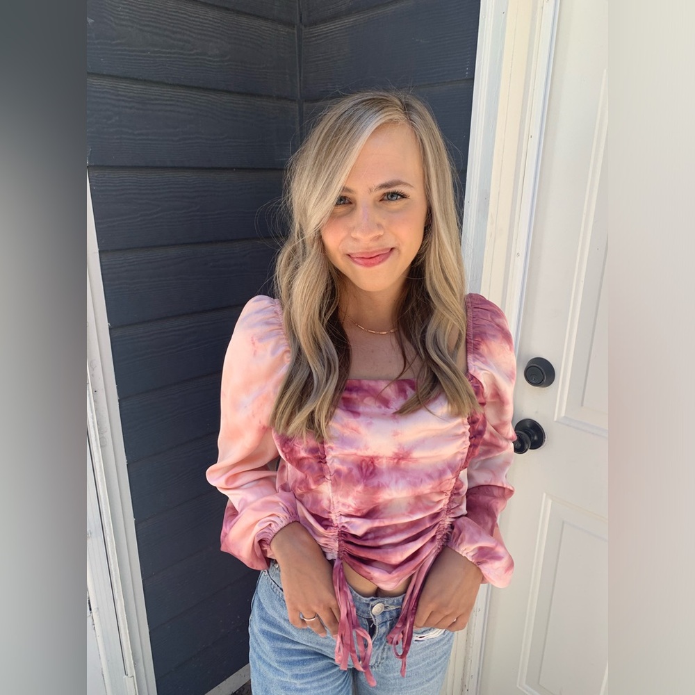 Willow and root pink tie dye blouse